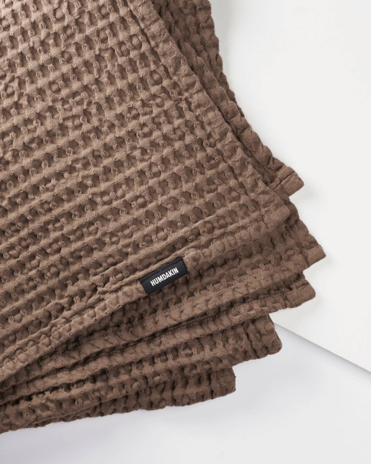 Håndklæde, vaflet, brunt, Humdakin, label, waldorf