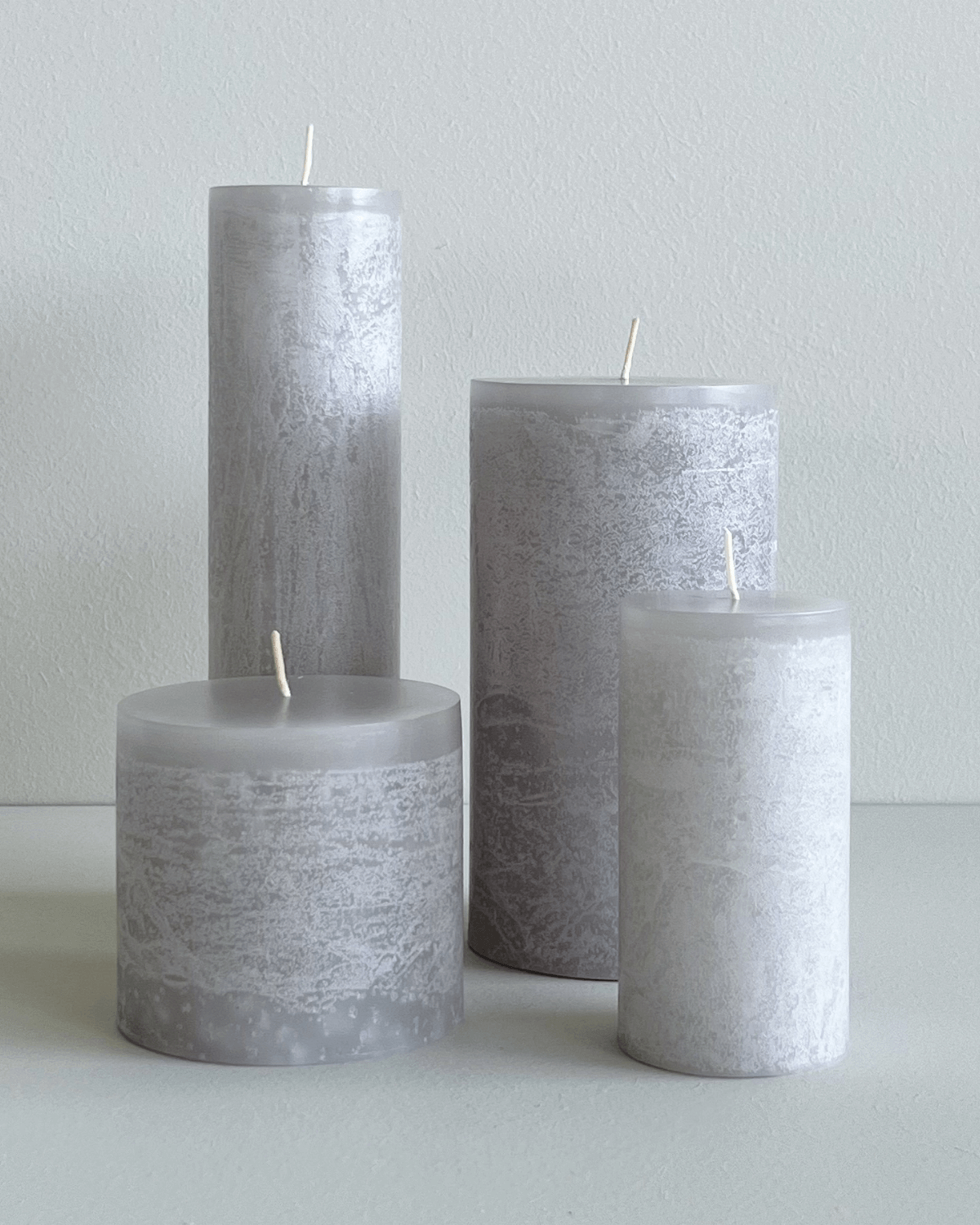 Bloklys, light grey 10 cm, rustikke lys, paraffin lys, vance kitira