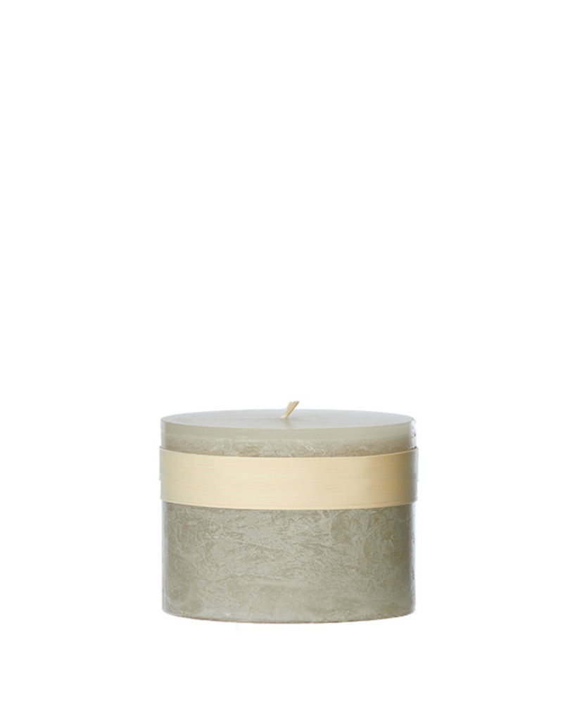 Bloklys, smokey grey, varm grå, rustikke lys, 10,5 cm