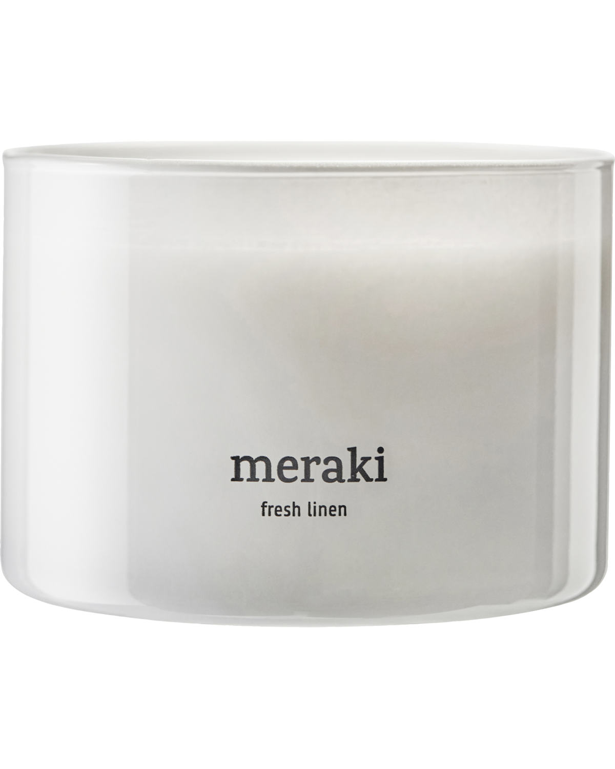 Duftlys, fresh linen, rent sengetøj, hvid, meraki, lys med tre væger