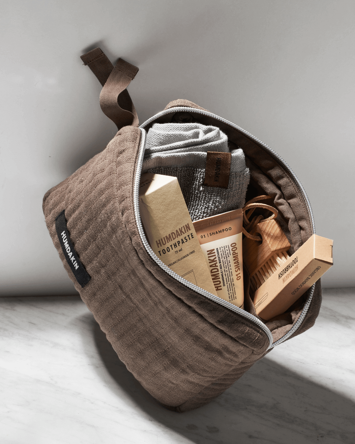 Kosmetikpung, produkter, hør, brun, waldorf, Humdakin