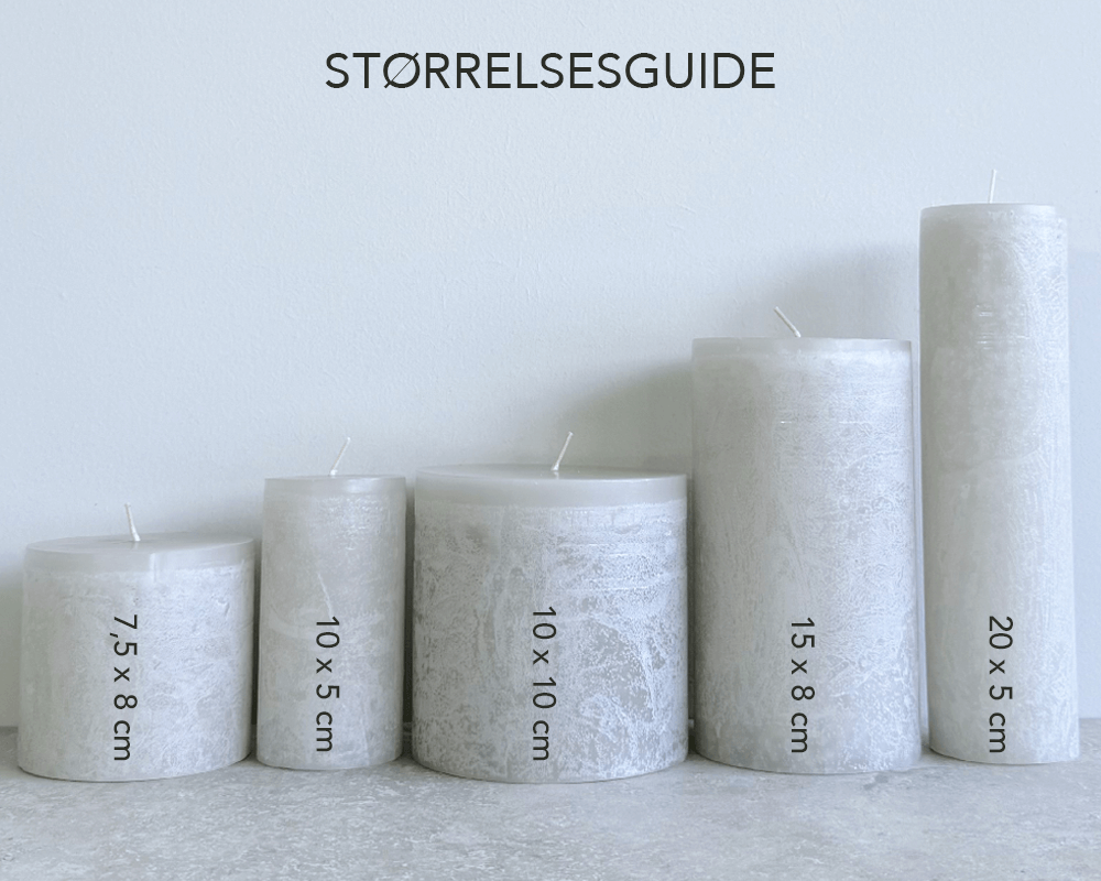 Størrelsesguide, bloklys, smokey grey, røget grå, Vance Kitira,