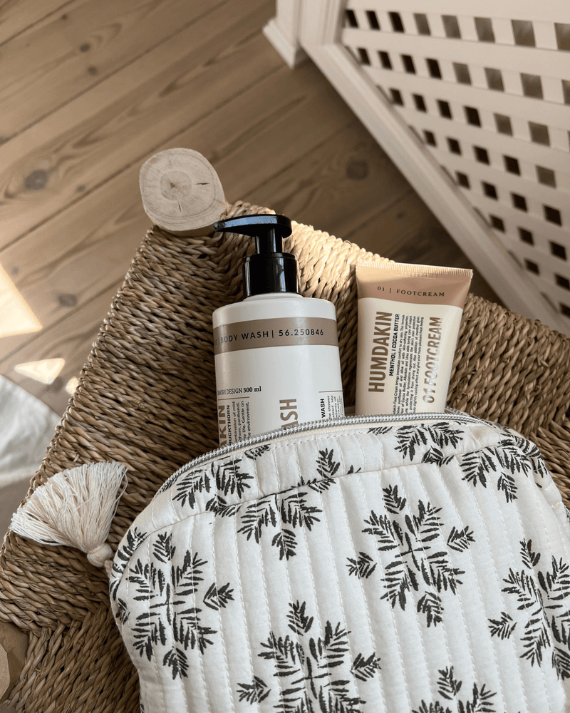 Toilettaske, bomuld, print, Humdakin, hvid