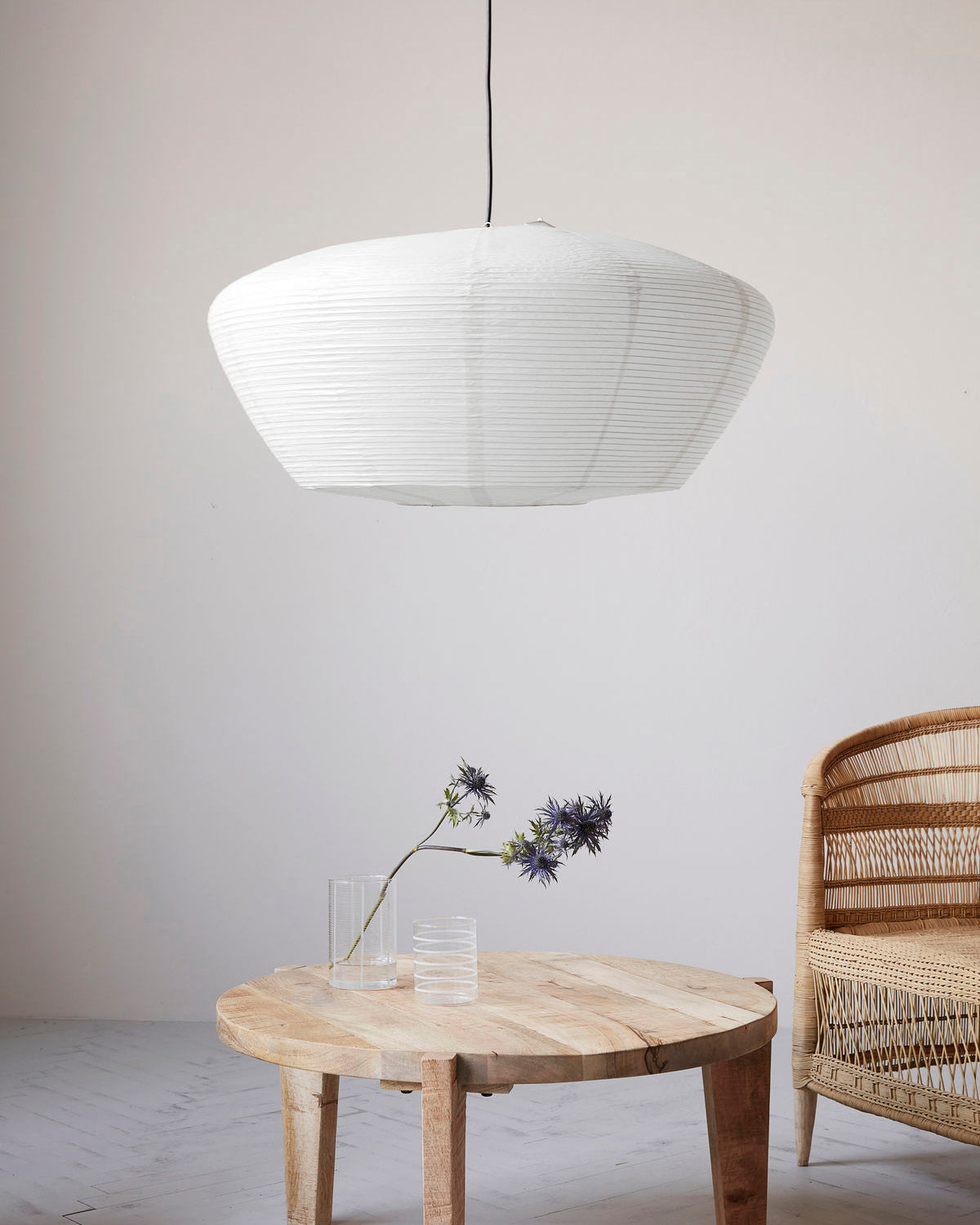 Lampeskærm, bidar, stor, rispapir, Hvid, House Doctor