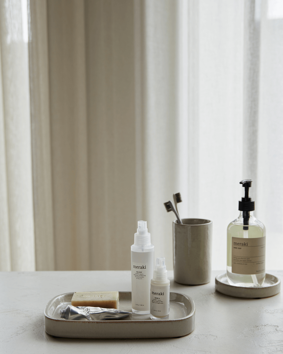 Meraki bakke i gråt stentøj til badeværelse eller køkken