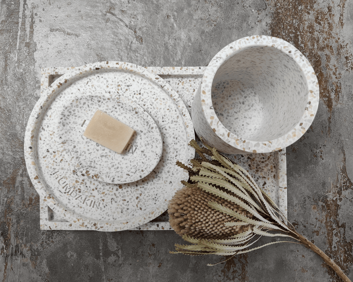 Terrazzo produkter fra Humdakin til køkken og bad