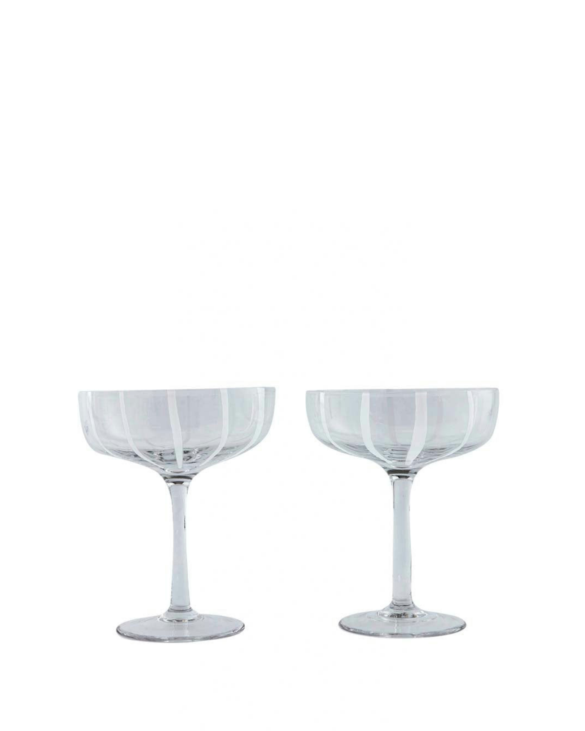 OYOY Mizu coupe glas klar, mundblæst stribet glas med elegant stilk