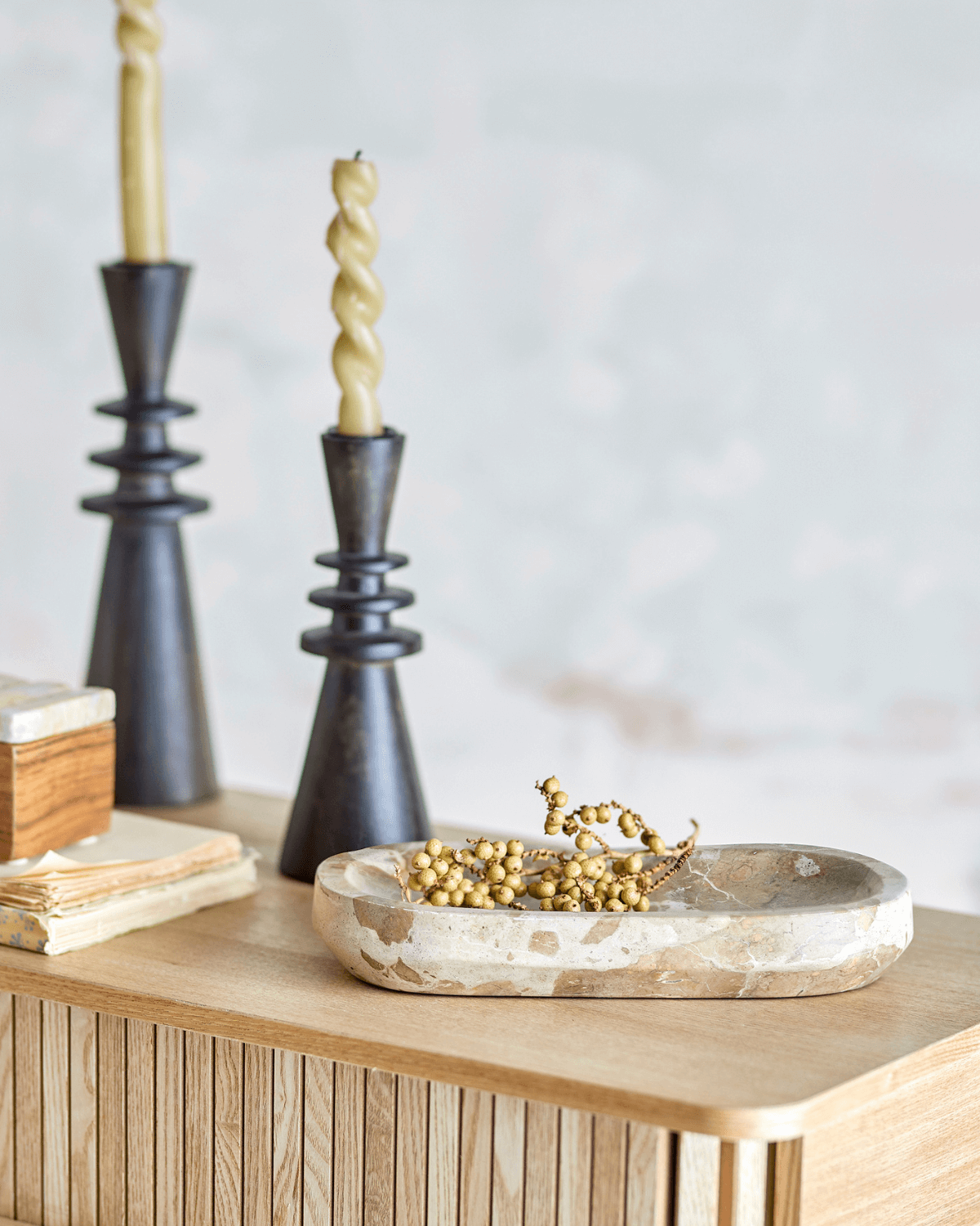 Marmorbakke Shao Bloomingville Ø24,5 cm naturhvid, dekorativ base til sofa eller badeværelse