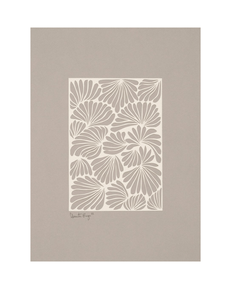 Papirklip plakat med blomster i silhuetstil