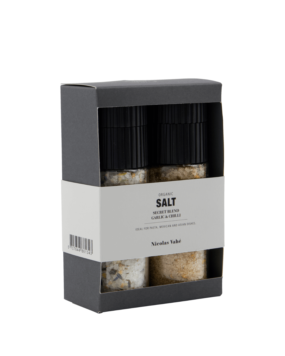 Gaveæske, salt, hvidløg, chili, secret blend, Nicolas Vahé