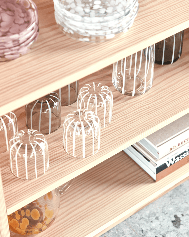 Glas, Drikkeglas med hvid stribe, Mizu, Mundblæst, OYOY Living Design