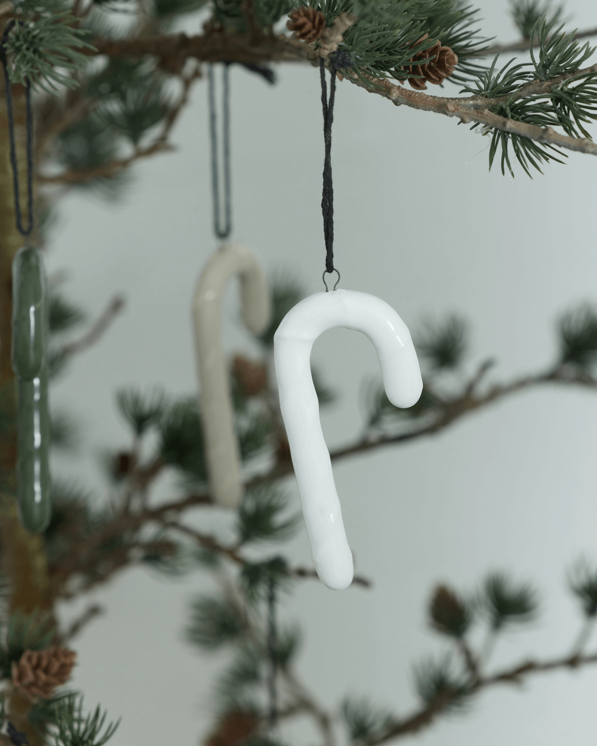 Julepynt, candycane, slikstok, klassisk hvid