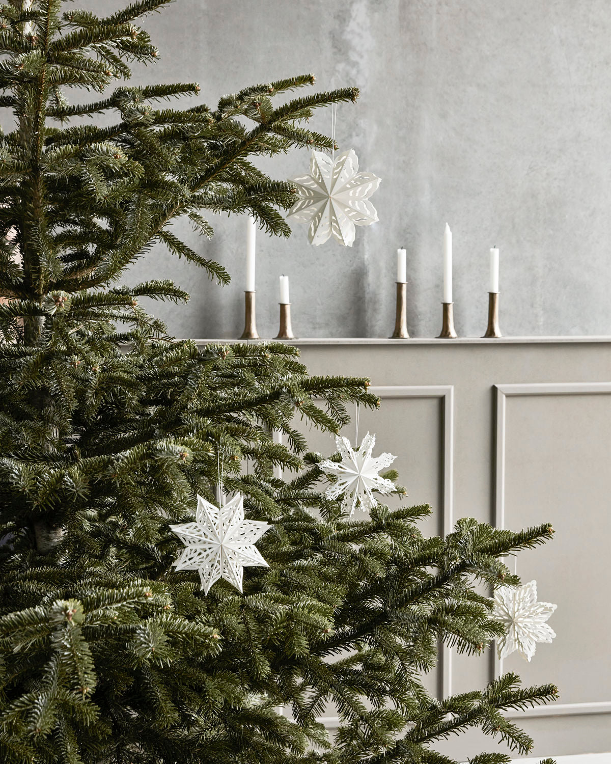 Julepynt, papirornamenter, 4 stk, stjerner, Snowflake, House Doctor