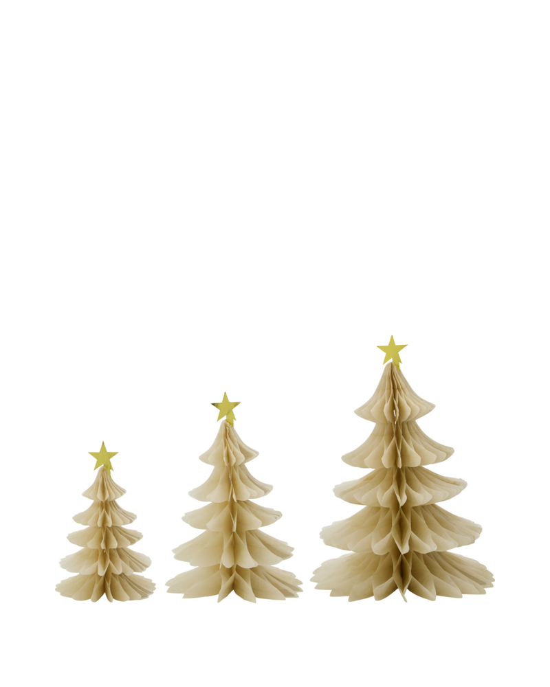 Julepynt papirtræer håndlavet sæt House Doctor, elegante træer med guldstjerne