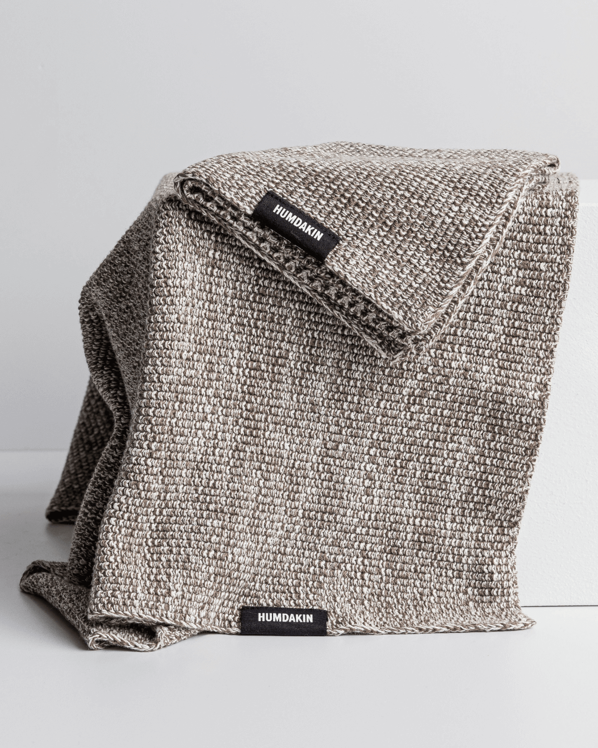 Strikkede økologiske karklude og køkkenhåndklæder i waldorf melange fra Humdakin