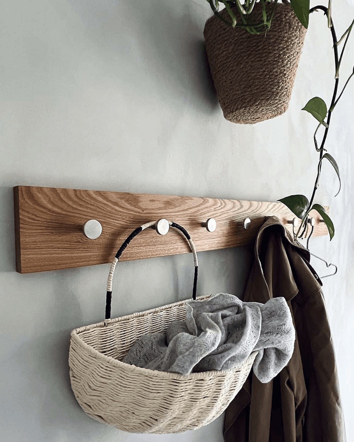 Knagerække, Oak, Stål - 100 cm