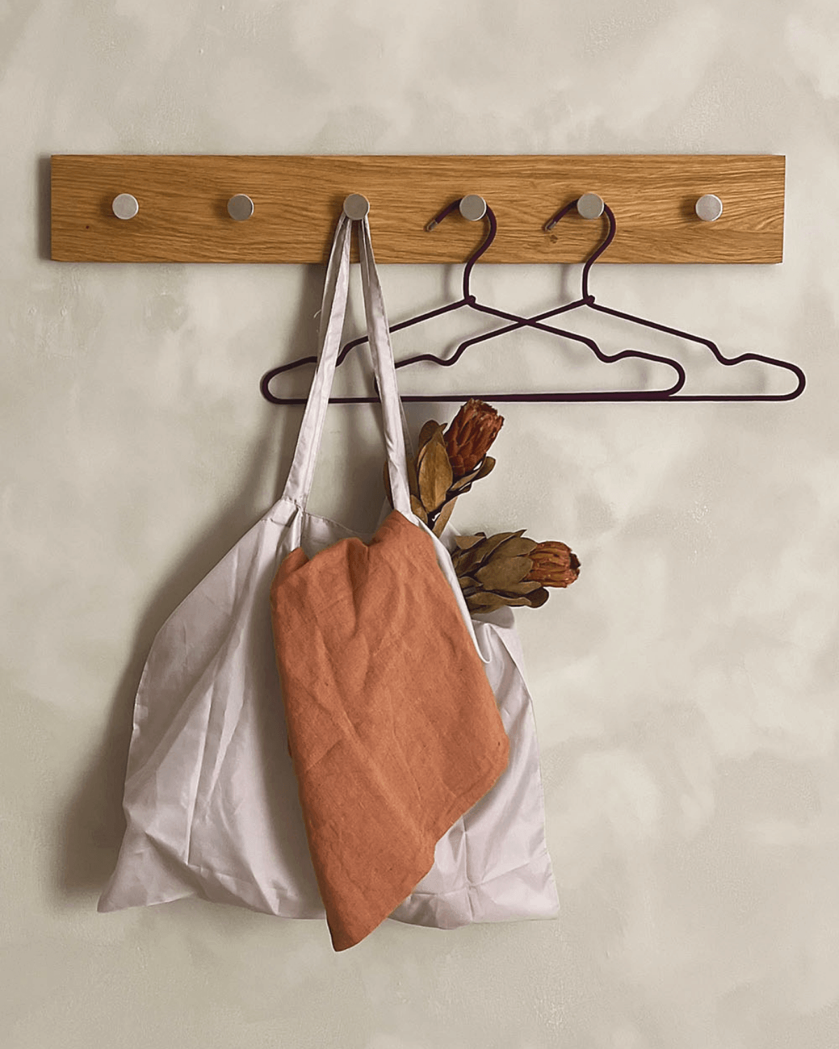 Knagerække, Oak, Stål - 70 cm