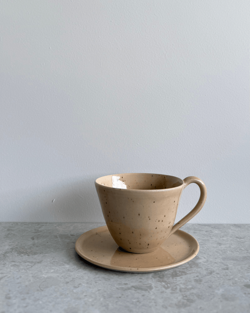 Diget Keramik kop med hank i glasuren Sensommer til kaffe og te