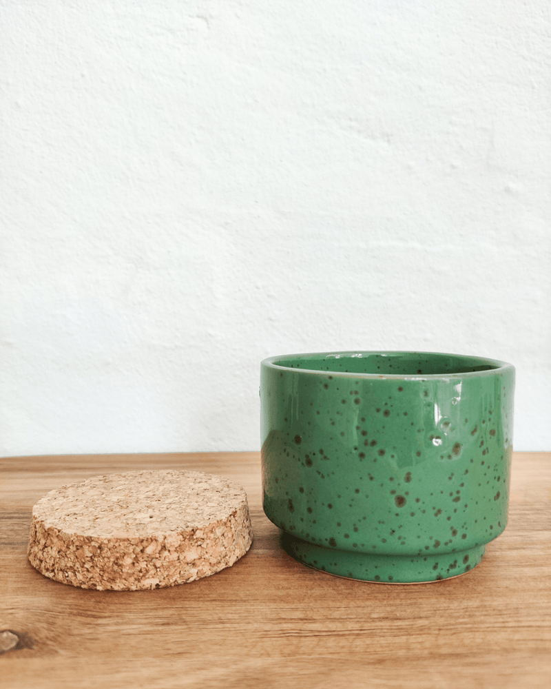 Lille grøn krukke i keramik fra la gabbianella