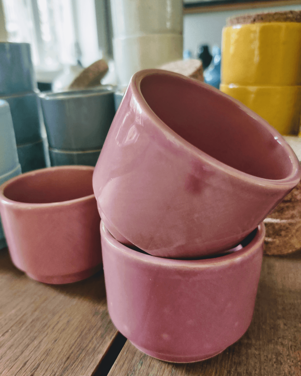 Rosa keramik krukke brugt som skål fra la gabbianella 