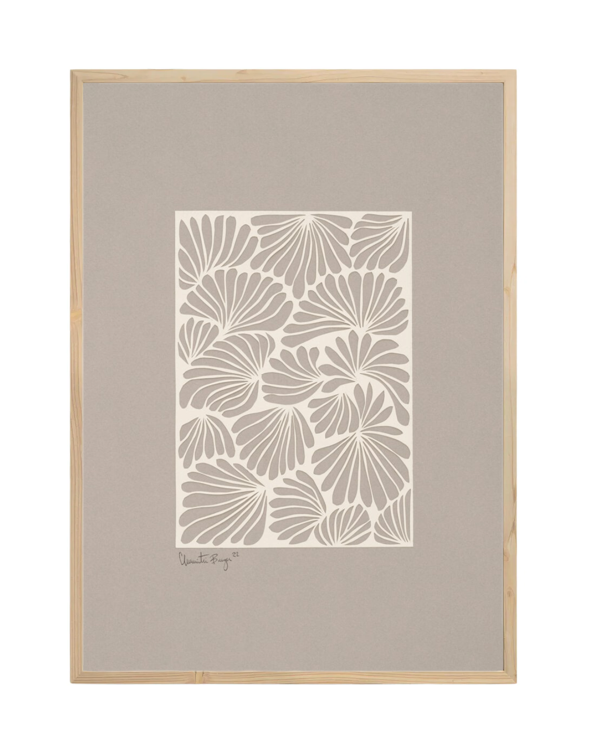 plakat i ramme af hvid og grå papirkunst