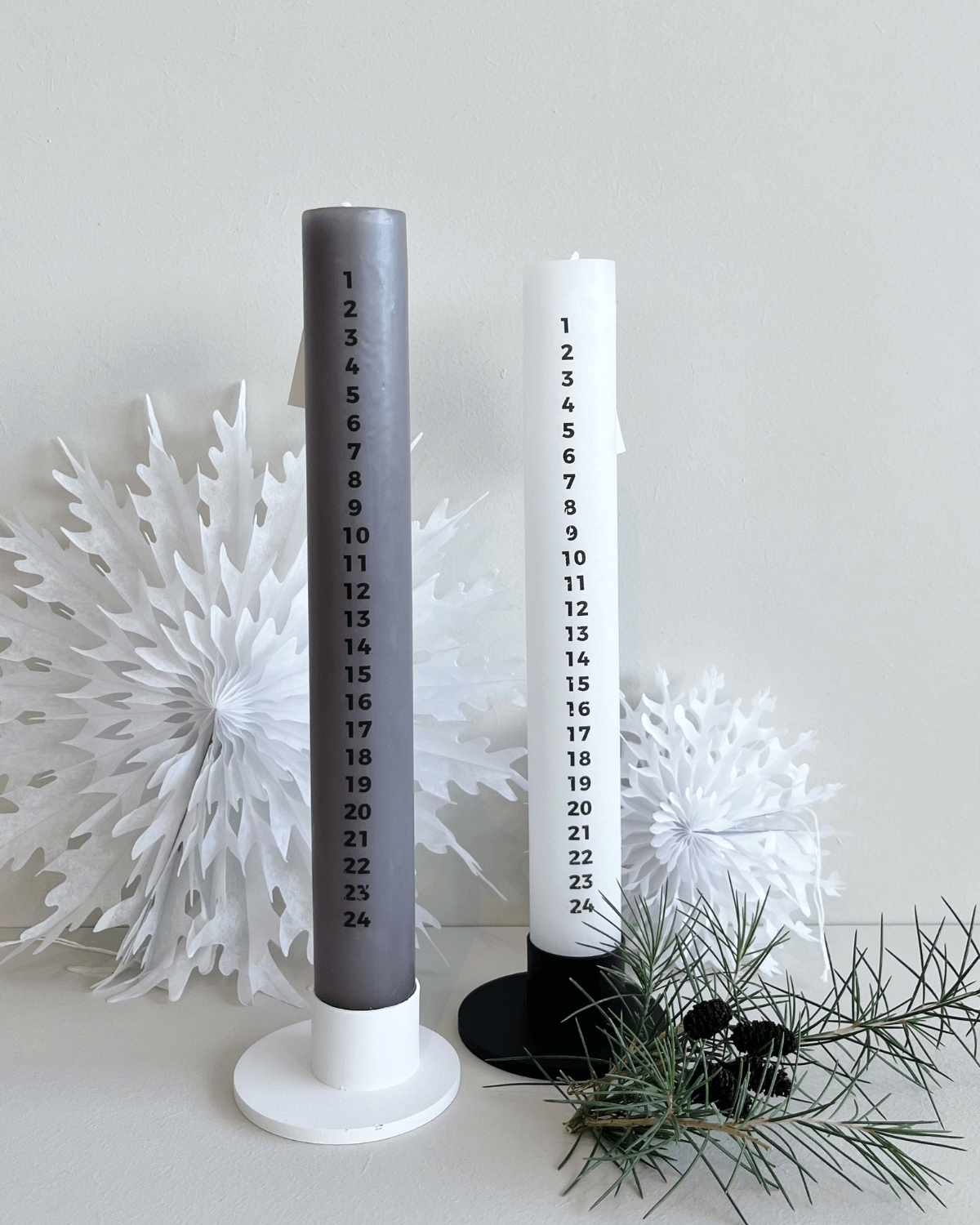 Lysestage, hvid, lysestage til kirkelys, kalenderlys