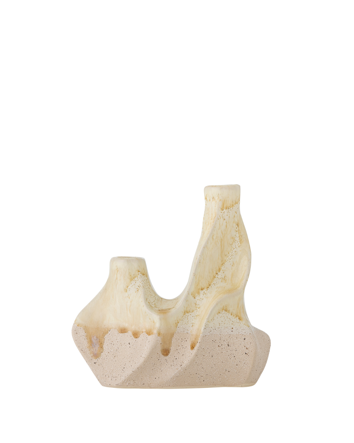 Lysestage Wavy hvid keramik med bølget form, elegant nordisk design