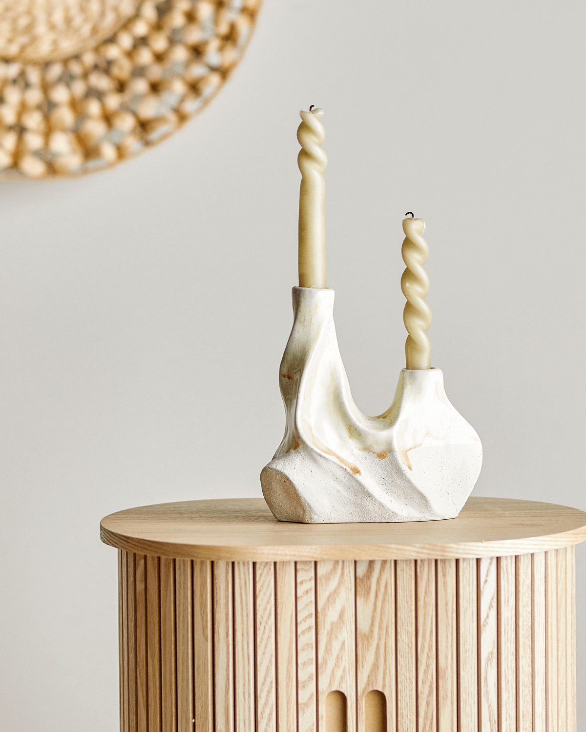 Bloomingville Wavy lysestage H19 cm hvid, blød organisk silhuet