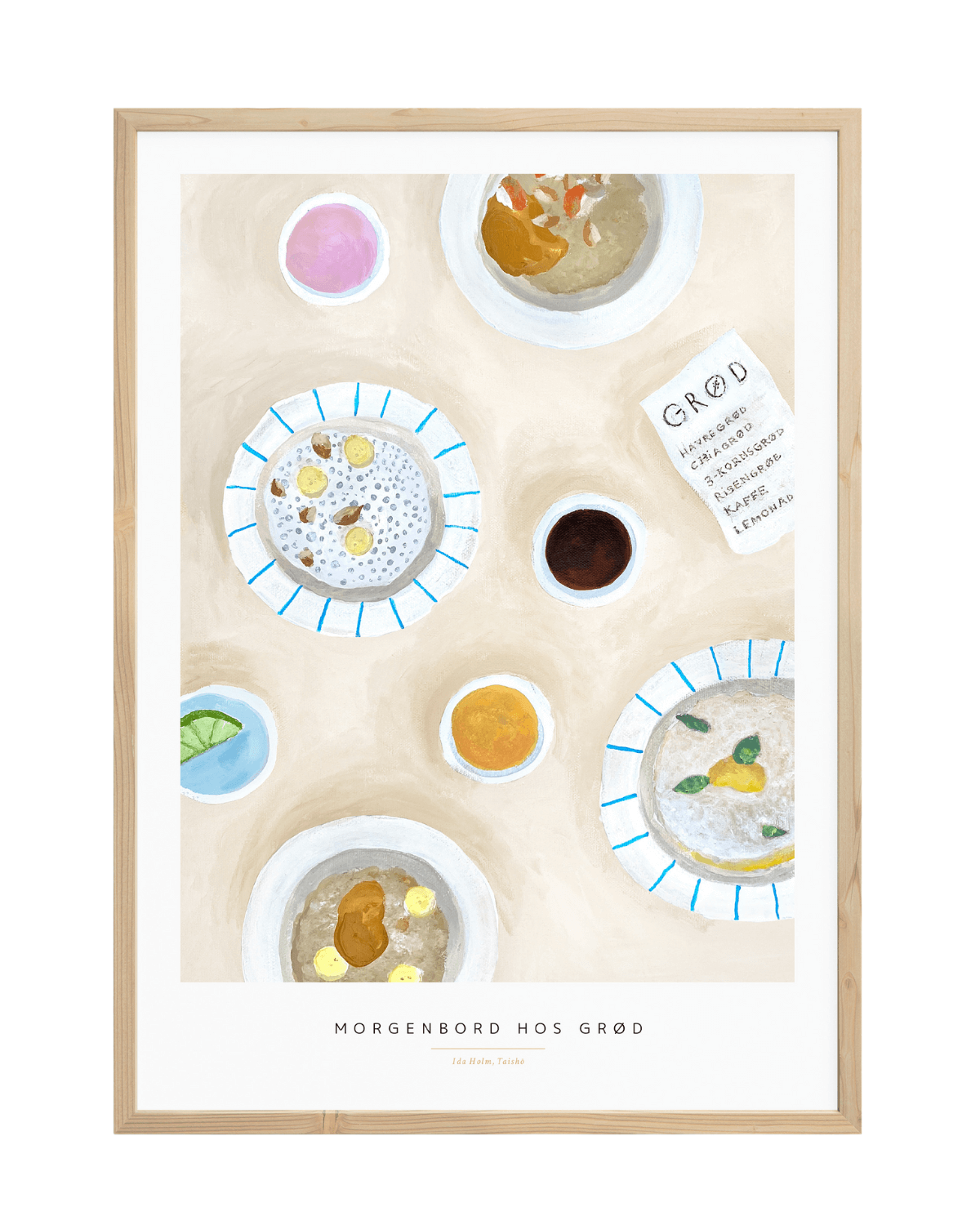MorgenbordhosGROED, dansk, plakat, taisho, med kant, hvid kant