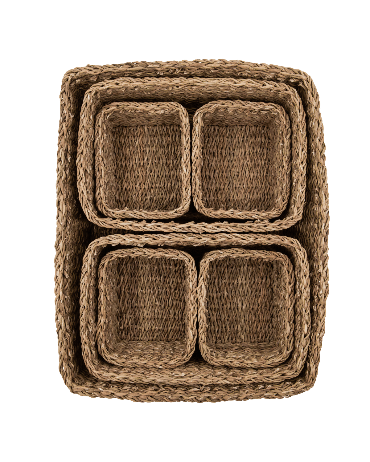 Flettede kurve i naturfarvet søgræs fra meraki