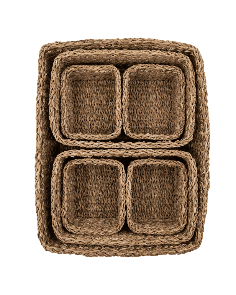 Flettede kurve i naturfarvet søgræs fra meraki