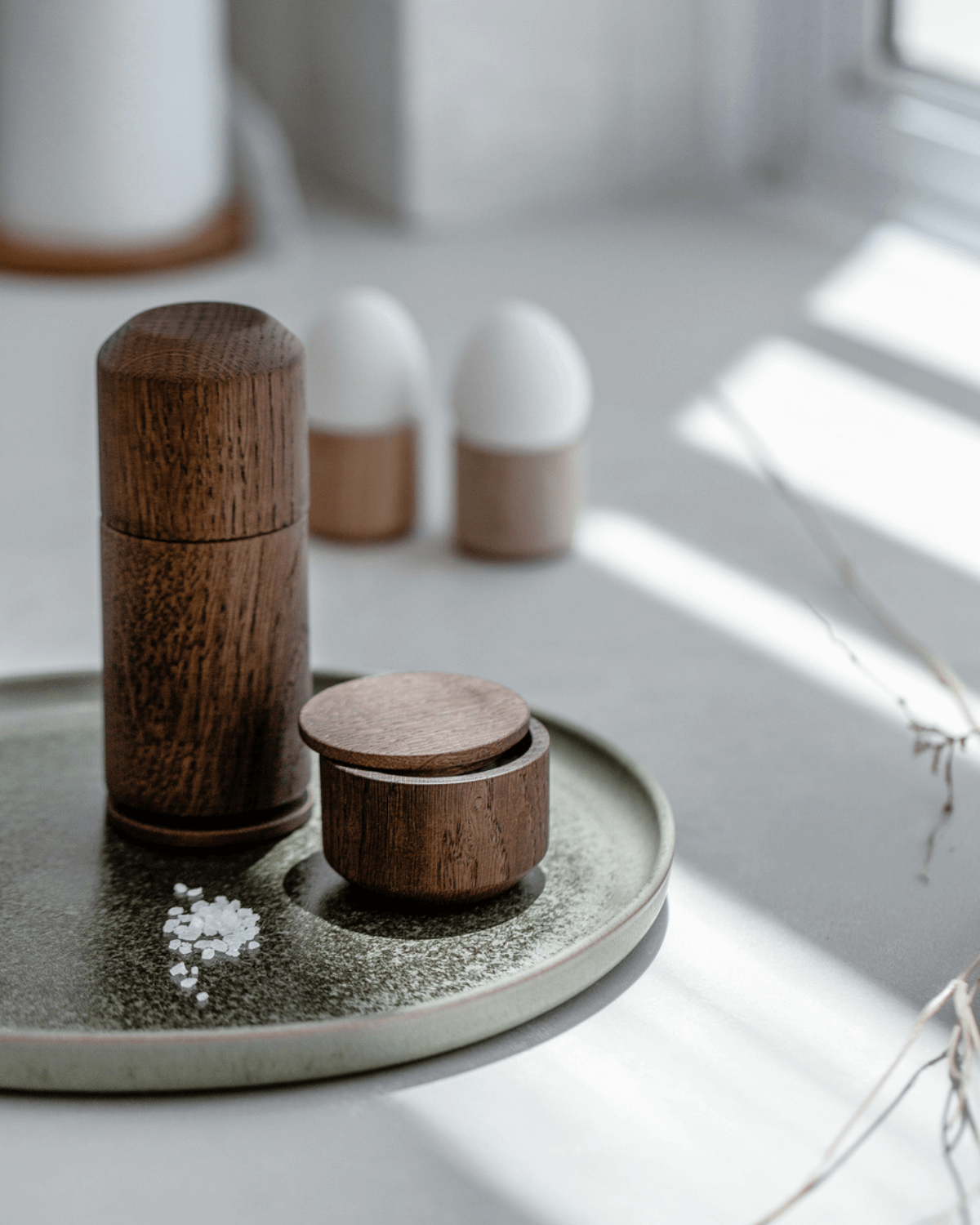 Saltkar, saltkværn, røgeteg, salt, ekta