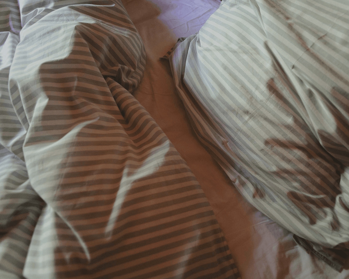 Stribet sengetøj fra Studio Feder Soft Mint Stripe i økologisk bomuld