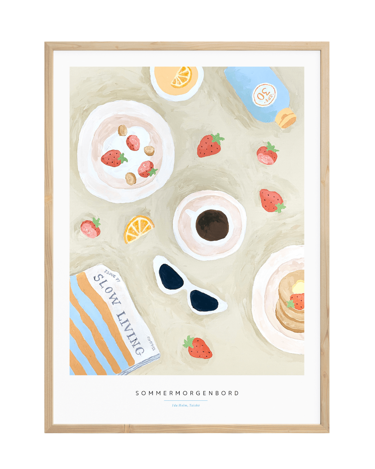 Sommermorgenbord, Dansk, plakat, taisho, hvid kant