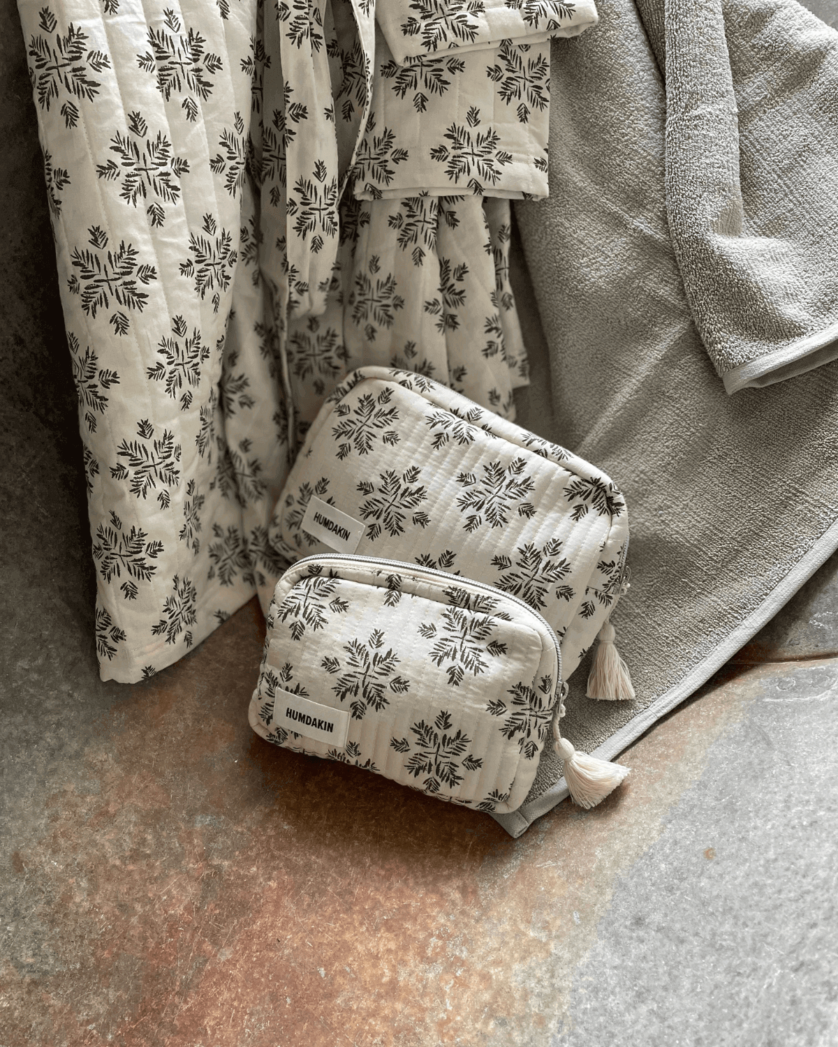 Toilettaske, råhvid, Humdakin, bomuld, printet