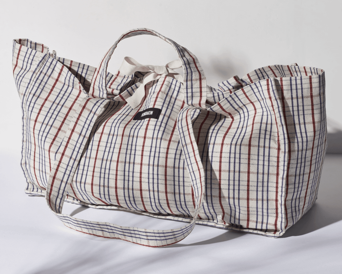 Tote bag, Shopper, rød, bå, Ternet, Canvas, Bomuld, Humdakin