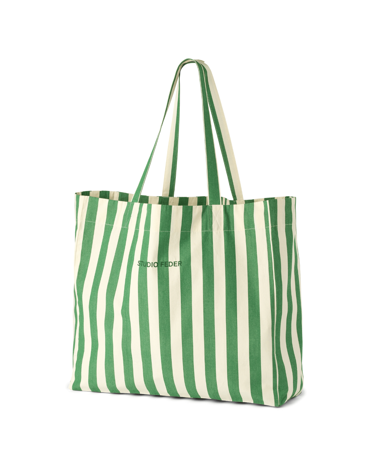 Studio Feder Tote Bag Hanna grøn og hvid, rummelig hverdagsbag