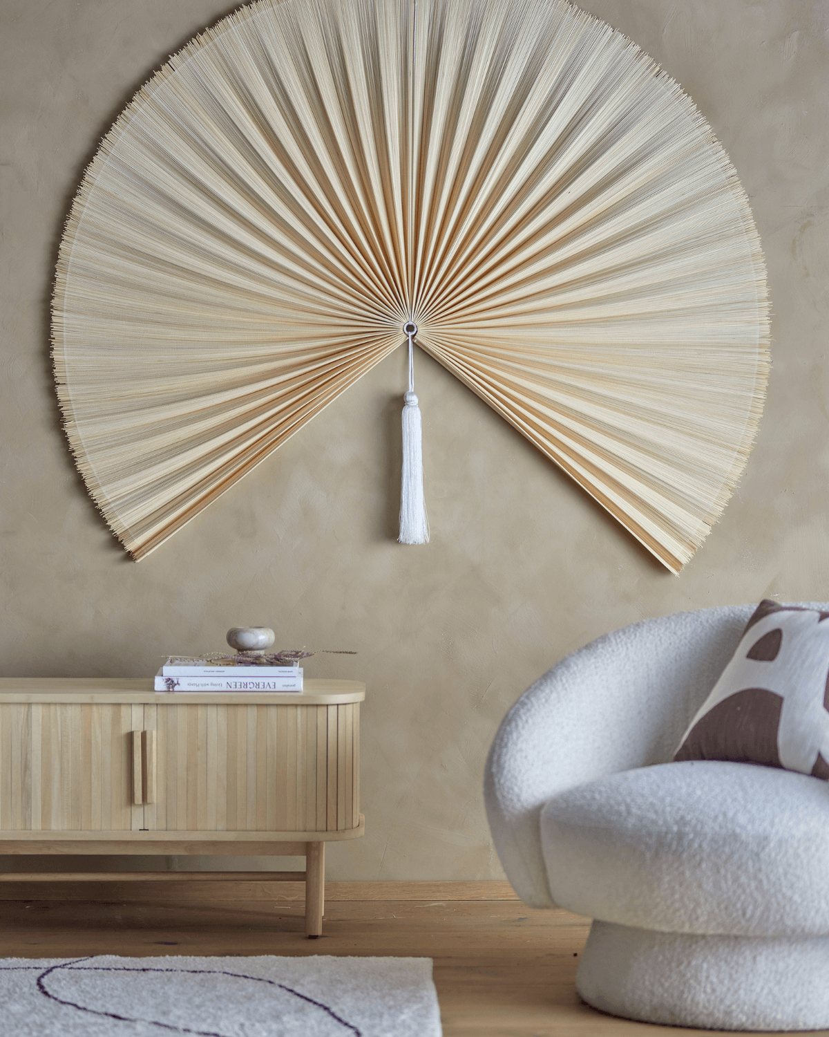 Bloomingville Jaime vægdekoration natur bambus stor vifte L150 × H110 cm