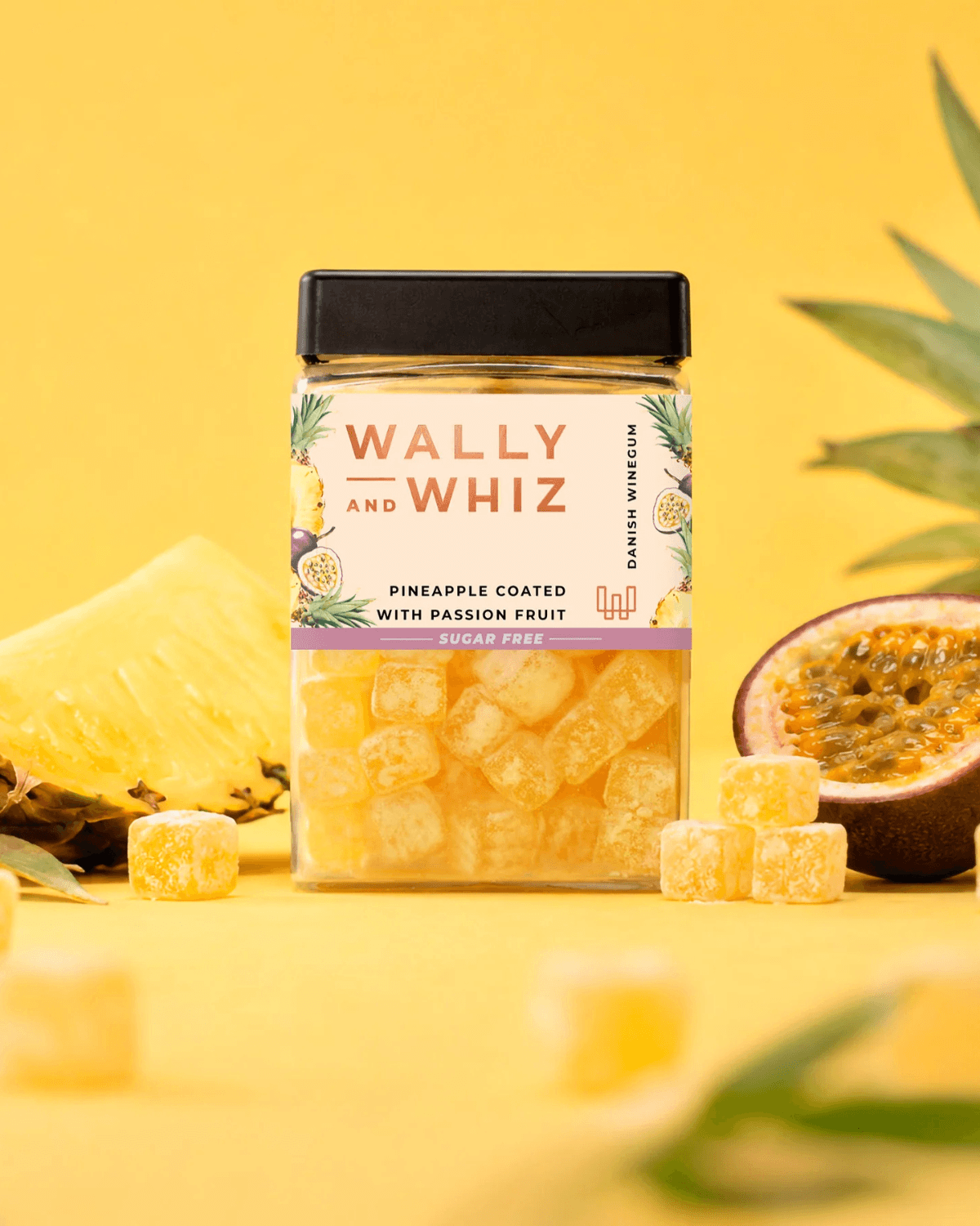 Veganske vingummi fra Wally and whiz sukkerfri variant med ananas og passionsfrugt smag