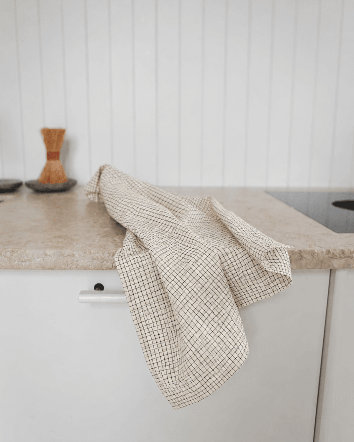 Viskestykker, 2-pak, Creme Black Plaid