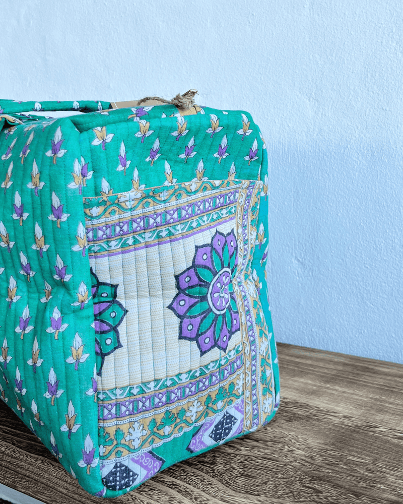 Weekendtaske med print, upcycled sari, narikind