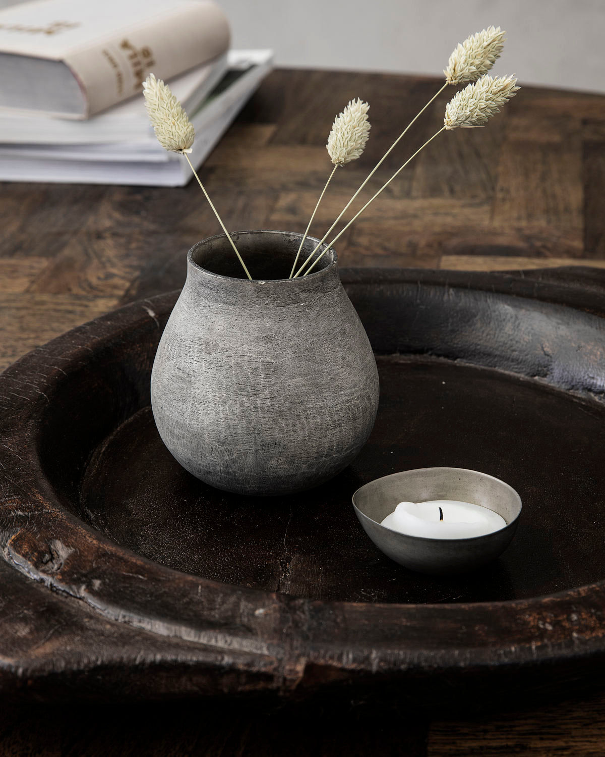 Lysestage, Egg, Gunmetal - sæt á 6 stk