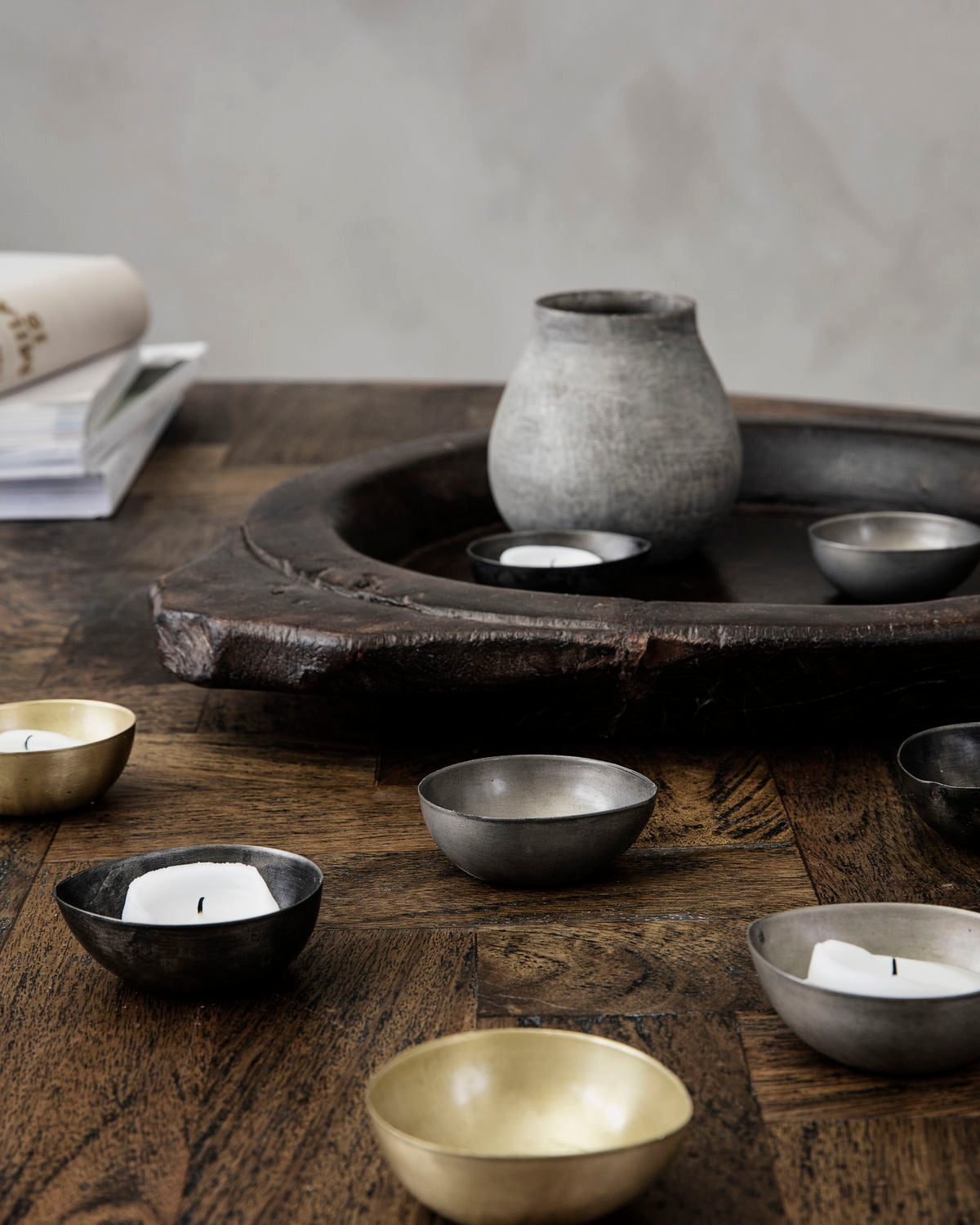 Lysestage, Egg, Gunmetal - sæt á 6 stk