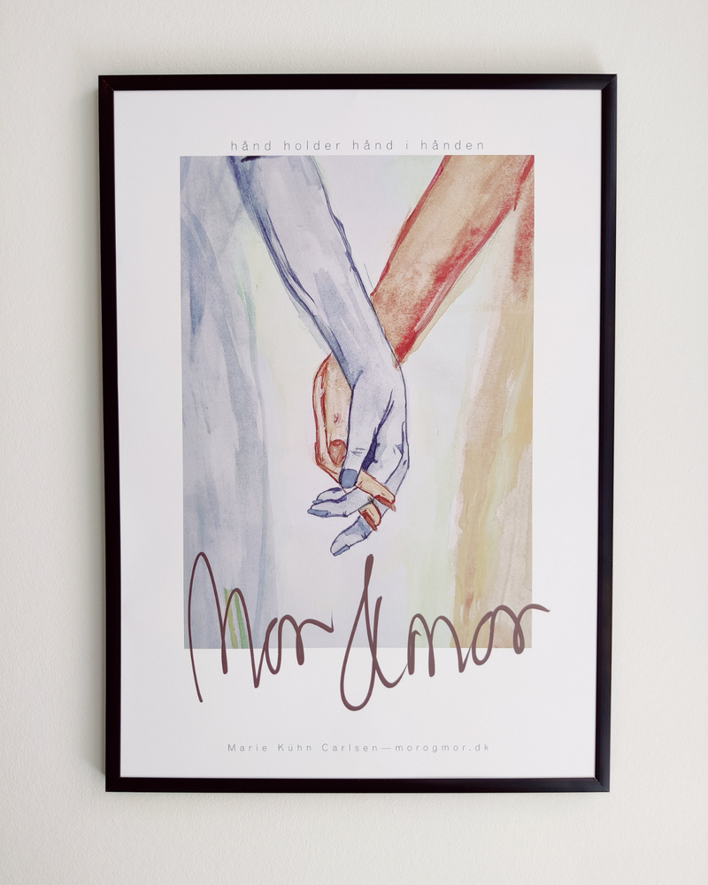 Hænder - mor&mor, illustration, håndmalet plakat